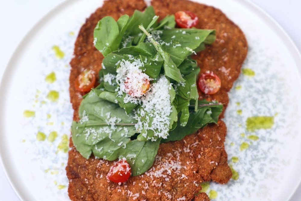 Chicken Milanese with rocket and parmesan