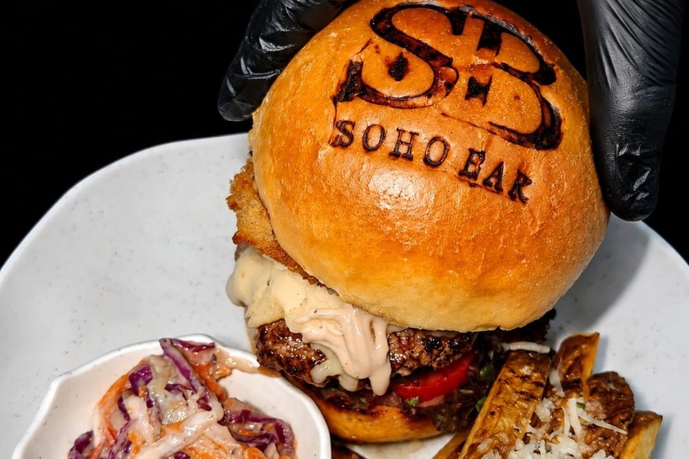 Classic beef burger with fries