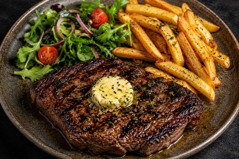 Young Angus sirloin steak