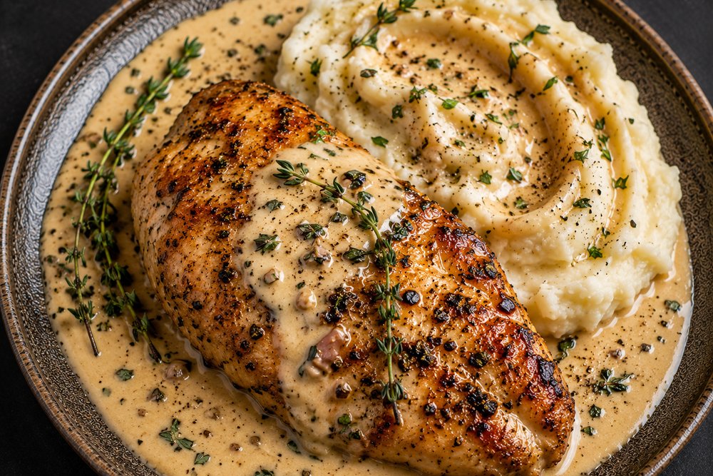 Creamy thyme pan-seared chicken