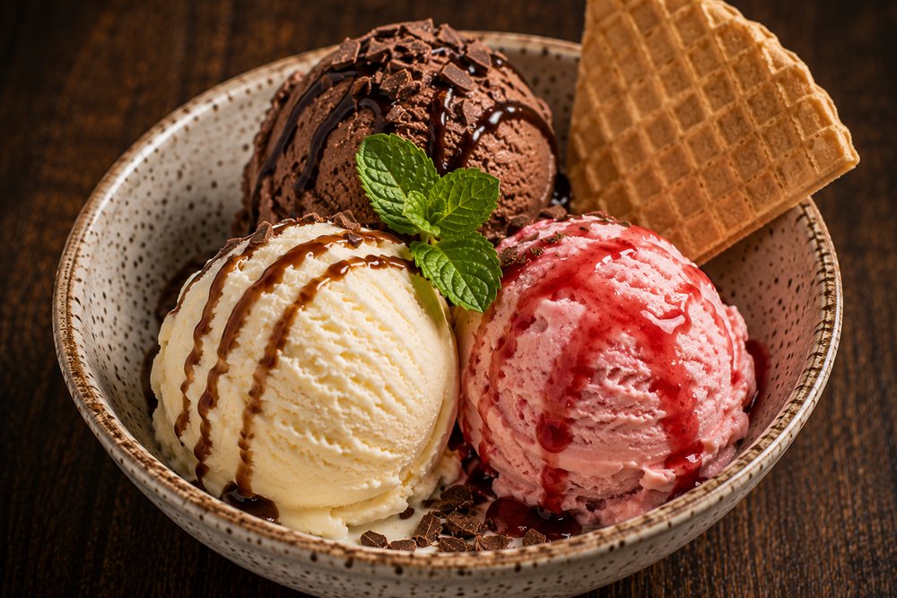 Ice cream scoops with wafer